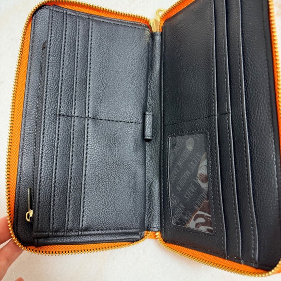 Steve Madden Orange Saffiano Zip Around Wristlet Wallet Gold Hardware NWOT - Picture 5 of 6